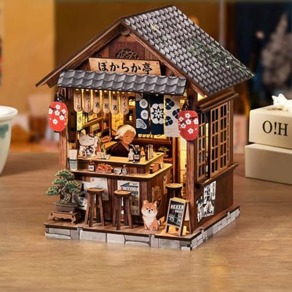 Music Park Book Nook Kit for Adults, 3D Wooden Puzzle Izakaya Pub with LED - color: Izakaya Pub
