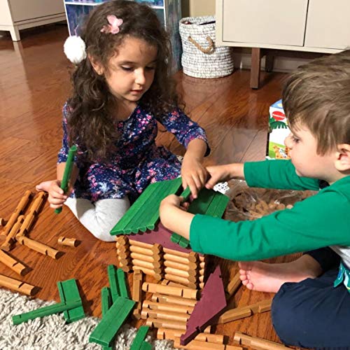 170 PCS Classic Building Log Toys, Wood Logs Set Set for Boy, Creative Construction Educational Gift for Kids Ages 3+ - style: 170 PCS