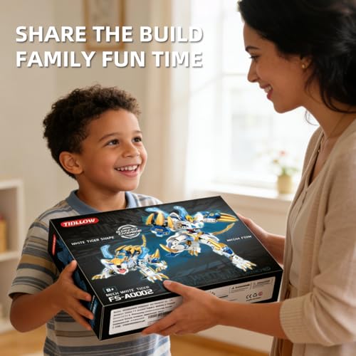 TIALLOW White Tiger Mech Building Block Set, 2 in 1 Transforming Robot Toy - style: White Tiger