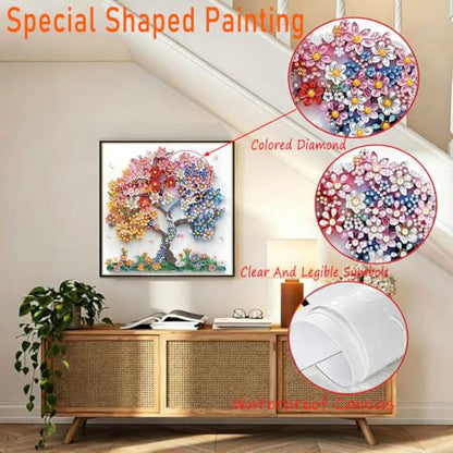 5D Diamond Art Kits for Adults Beginner,Colorful Tree Diamond Painting Kits - color: Flower Tree