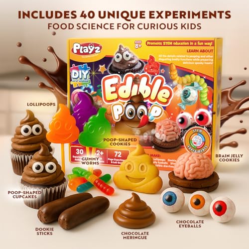 Playz Edible Poo Candy Making Kit for Kids Age 8-12 Years Old with 30+ Fun - style: Edible Poop