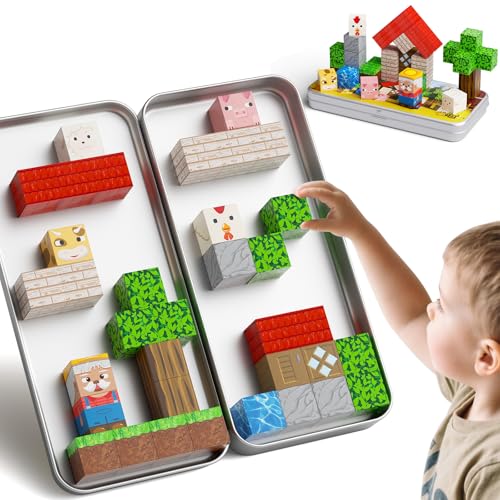 Mini Magnetic Travel Building Blocks: 35 PCS Farm Animals STEM Toys - size: Farm Animals Small - 35PCS