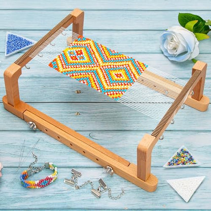 PP OPOUNT Adjustable Bead Loom Kit, Wood Loom Beading Supplies with Detailed Instructions, Practical Jewelry Making Accessories, Beading Loom Kits for Adults Jewelry Making Bracelets Belts - size: 512 PCS