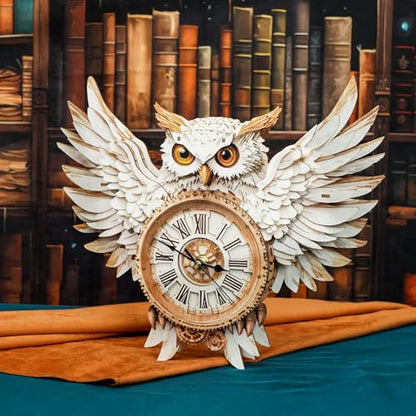 KAAYEE 3D Puzzles for Adults Snowy Owl Clock Bird Wooden Puzzle DIY Craft - color: Snowy Owl Clock