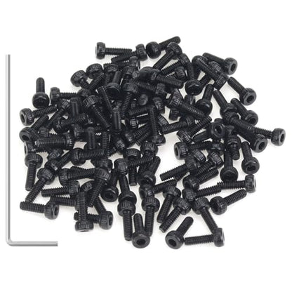 105 Pieces M2 x 6mm Socket Head Cap Screws, Thread Pitch 0.4mm, Sutemribor M2 Black Screws, 12.9 Grade Alloy Steel, Black Oxide Finish, Fully Threaded - size: M2 x 6mm, style: Socket Head