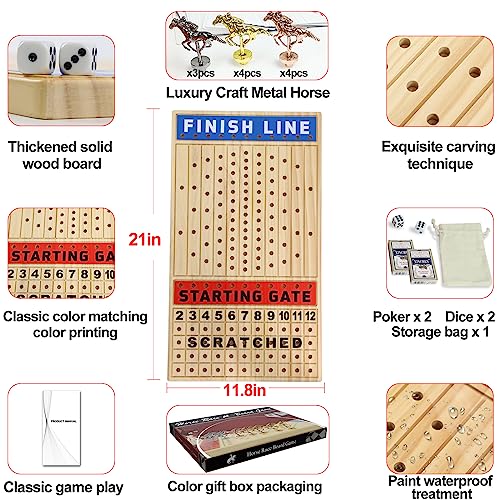 Large 21 inch Horse Race Board Game,Horse Racing Game for 2-11 Players - color: Large-log