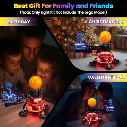 Upgraded Led Light Kit Compatible with Lego Technic Planet Earth and Moon in Orbit Building Set, Lights Decoration Compatible with Lego 42179 (Model Not Included)