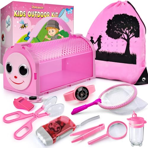 Bug Catcher Kit & Outdoor Explorer Kit for Kids, 10 Pcs Bug Catching Kit - color: Pink