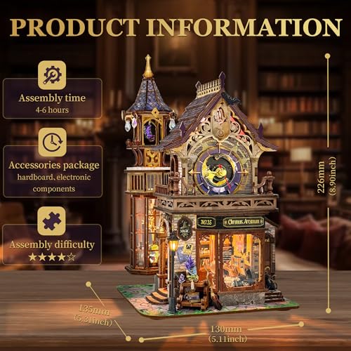 Book Nook Kit DIY Miniature House 3D Wooden Puzzle - Time Magic Club - color: Time Magic Club