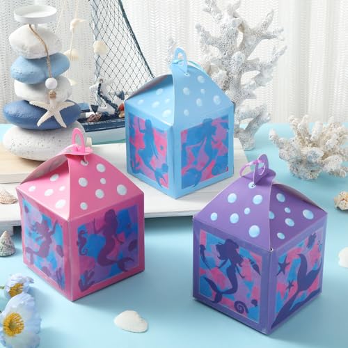 Simgoing 12 Sets Mermaid Tissue Paper Lantern Craft Kits with LED Candles - style: Mermaid