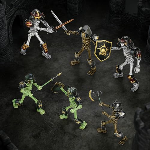 6 Pack T13 Action Figures Set with 54 Accessories, Skeleton Action Figure Mini Dummy 13, DIY Multi-Colored Titan 13, Skeleton Toy Multi-Jointed Movable 3D Printed Toys