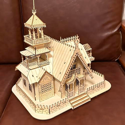 Log Cabin Mini House 3D Wooden Puzzle Model (Villa) - color: Villa