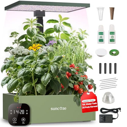 SUNCOZE Smart Hydroponics Growing System, 20 Pods, 25 in Adjustable Height - color: Green