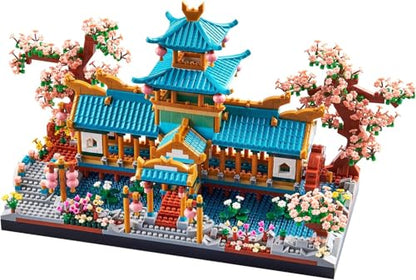 Suzhou Garden Micro Building Blocks for Adults - 2350pcs Chinese Architecture Model Kit with Numbered Bags, Cherry Blossom Pagoda Display Building Set, Challenging DIY Project Gift