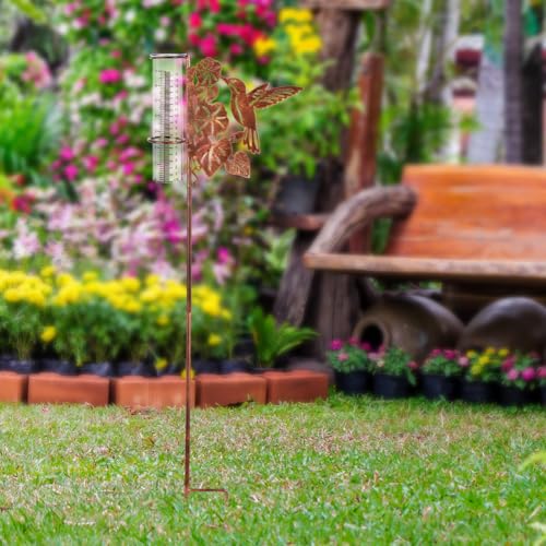 35'' Tall Hummingbird Rain Gauge Outdoor with Plastic Tube - color: Hummingbird-Brown