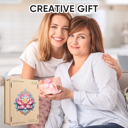 Bovearto Wooden Puzzles for Adults, Lotus Flower Unique Shaped - color: Lotus Flower, size: 200pcs