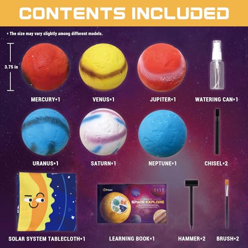 PIBEX Space Explore Gemstone Dig Kit, 30 Rocks & Minerals, 6 Planets - size: 6 Planets (30 Stones)