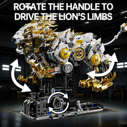 CSNRHG Mechanical Lion Building Block Toy Set Futuristic Mechanical Beast Model with Movable Parts & Gears Premium Mechanical Building Kit with Display Stand, Ideal Gift for Boys & Adults - color: Mechanical Lion