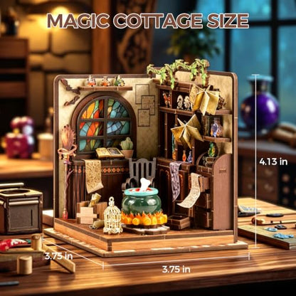 Book Nook Kit – DIY Miniature House Kit, Book Nook Kits for Adults, 3D Wooden Puzzle Craft Workshop Scene, Bookshelf Decor Insert, Home Office & Study Room Gift