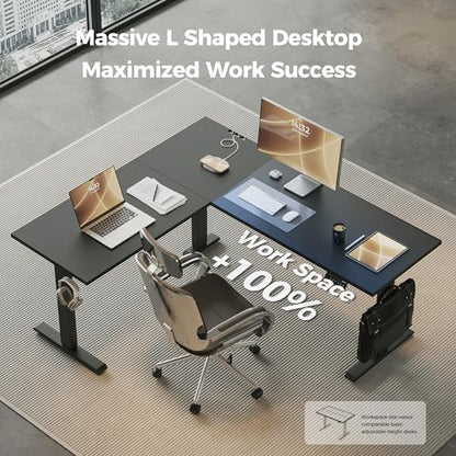 Agilestic L Shaped Electric Standing Desk Adjustable Height, 63 Inch, Black - color: Black, size: 63x55 Inch