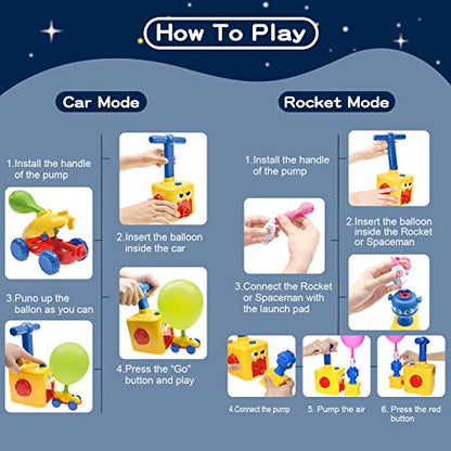 BAKAM Toddler Toys 3-4 for Boys Girls, Balloon Launcher & Powered Car Set, Fun Toddlers STEM Toy Balloon Pump Cars Racer Kit for Kids 3-5 (Monster) - color: Monster