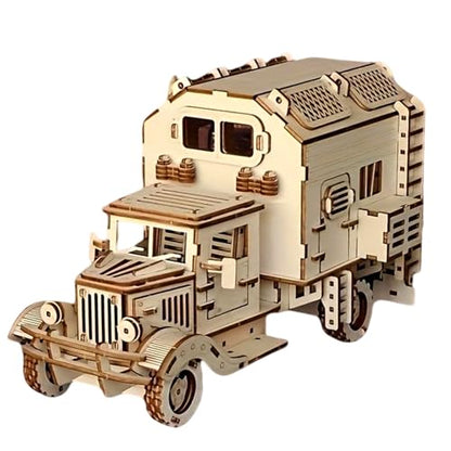3D Wooden Puzzle, RV Model Kit for Adults & Teens, DIY Mechanical Wooden Model Kits, 11.88in X 6.49in Brain Teaser, Creative Wood Craft Puzzle Gift & Desk Decor