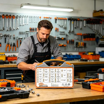 859PCS Grade 8 SAE Bolt Assortment Kit with Storage Box, Heavy-Duty Yellow Zinc Plated Alloy Steel Hex Bolt Set, Nuts with Flat & Lock Washers (1/4-20,5/16-18,3/8-16,1/2-13) for Home Improvement - size: 859pcs 1/4-20,5/16-18,3/8-16,1/2-13