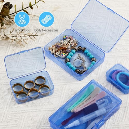 12 Pieces Mini Rectangular Plastic Storage Boxes, Blue, 3.3x2.2x1 inch - color: Blue, size: 3.3 x 2.2 x 1 in