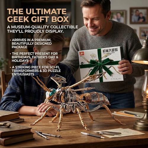 3D Metal Puzzles for Adults, Mechanical Bee Insect Model Kit - color: Bee-rose-gold