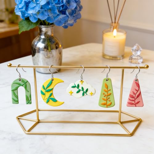 17Pcs Leaves Polymer Clay Cutters Boho Embossing Clay Earrings Cutters Polymer Jewelry Cutter for Earrings Making Party Festival DIY Supplies - color: Plant