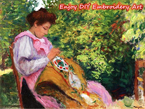 Abillyn Embroidery Starter Kit English Letter V and Flowers Stamped with Printed Pattern Cross Stitch Embroidery Kits (Letter V) - color: Letter V