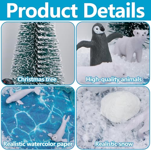 30 Pcs Arctic Animals Habitat Diorama Project Set for School DIY Crafts - color: Arctic Style-30pcs