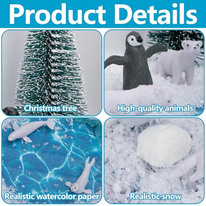 30 Pcs Arctic Animals Habitat Diorama Project Set for School DIY Crafts - color: Arctic Style-30pcs