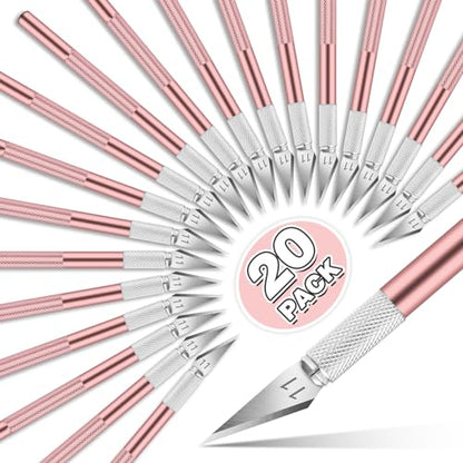 DIYSELF 20 Pack Exacto Knives for Art and Hobby, Pink - color: Pink, size: 20-Pack