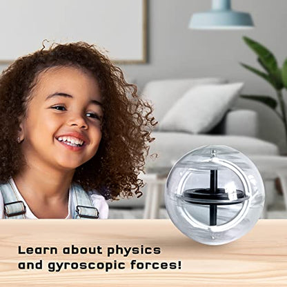 Thames & Kosmos Gyroscope | Essential STEM Tools | Classic Physics Science Toy for Kids & Adults | Experiments in Motion, Forces & Gravity | Includes Clear Sphere Stand & Storage Case | Ages 8+