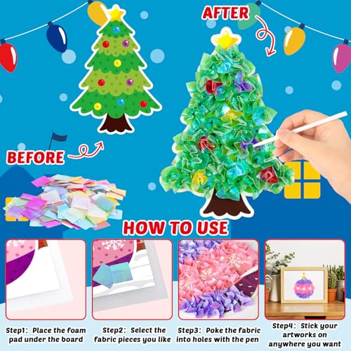Lonfliness 8 Pcs Christmas Poke in Craft Kits for Kids Mess Free DIY Art - style: Christmas