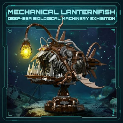 HJPLPXH Steampunk Mechanical Anglerfish Building Kit 1236PCS Deep Sea Model - style: Lanternfish