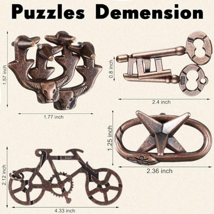 Wettarn 9 Pcs Metal Brain Teasers 3D Steel Puzzle Set, Exquisite Style - style: Exquisite Style