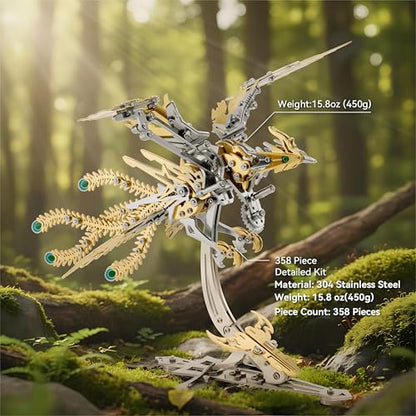 3D Metal Puzzles for Adults, Mechanical Phoenix Bird Model Kit - color: Phoenix-gold