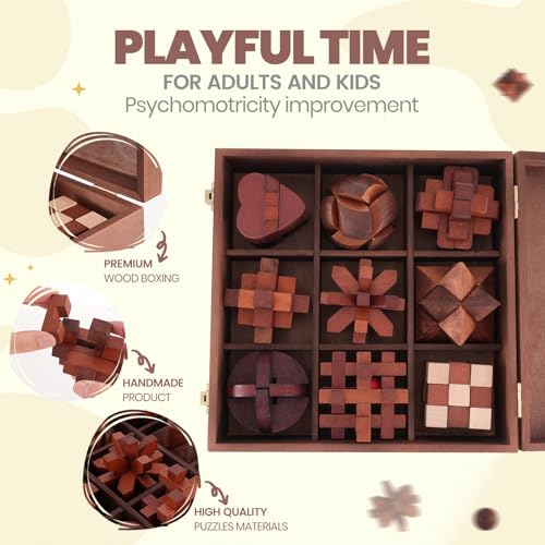 Mytothfy Wooden Brain Teaser Puzzles for Adults Teens, 3D Puzzle Game Toys - color: Style H