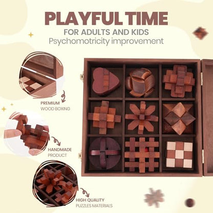 Mytothfy Wooden Brain Teaser Puzzles for Adults Teens, 3D Puzzle Game Toys - color: Style H