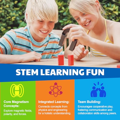4M Magnet Science Kit for Kids Ages 5+ — 20+ Hands-On Experiments with 40+ Components, Build Maglev Transporter, Magnetic Racer, UFO & Compass Yacht, STEM Educational Toy Gift for Boys Girls - style: Magnet Exploration