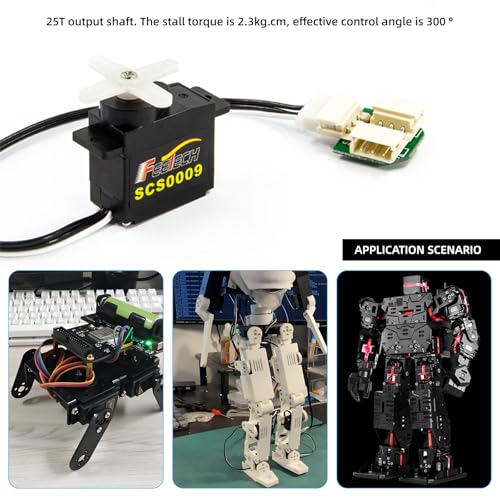 SCS0009 Serial Bus Servo Kit SCS0009 2.3KG Micro Servo Metal Gear w/300° Encoder TTL/RS485 for Robot Arm, RC Helicopter, Arduino, STEAM (5 Servos) - style: 5 Servos