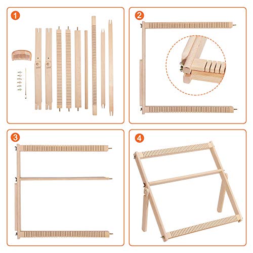 WILLOWDALE Weaving Loom for Kids, 16.5" L x 15.7" W Wooden Loom Kit - size: Small
