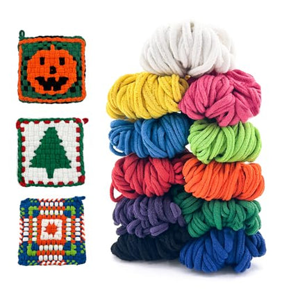 OYACH 10inch 440 Cotton Weaving Refill Loops Band,Makes 8pcs 8" Potholders - color: Rainbow 10" Cotton Loops