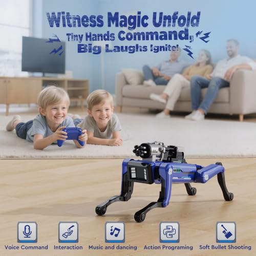 Robot Dog - Interactive STEM Toys with Voice & Remote Control, 30+ Lifelike Actions, Programmable Play, 25m Range, Durable & Safe - Best Gift for Kids Age 6+ - color: Blu