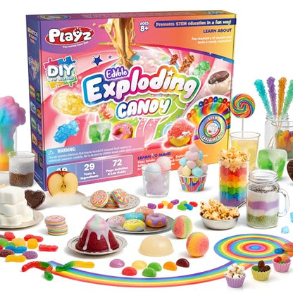Playz Edible Exploding Candy Making Kit for Kids Age 8-12, 29+ Fun Science - style: Exploding Candy