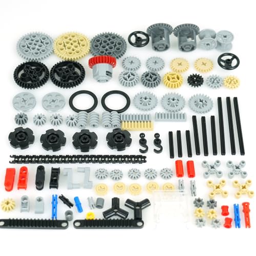 Pamvava Technical Gears Parts Building Bricks,Chain Wheels and Axles Sets - color: Black-no.1