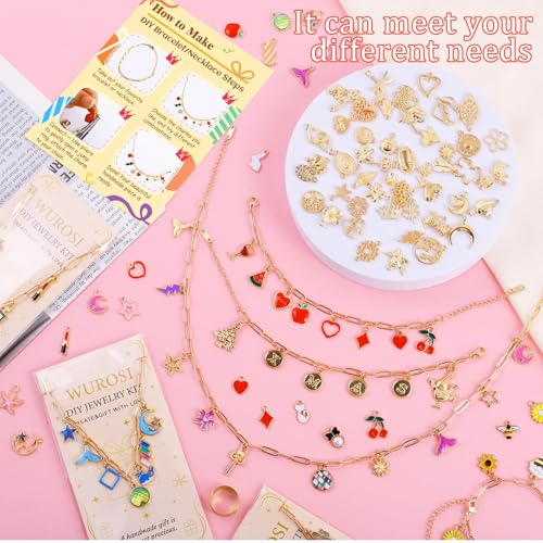 Wurosi Gold 443PCS Gold Charm Bracelet Necklace Making Kit for Women - color: 443 Pcs Gold Bracelet Necklace