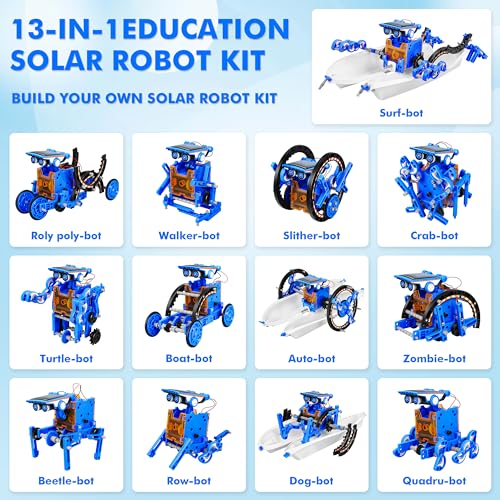 Bottleboom STEM 13-in-1 Education Solar Power Robots Toys for Boys Age 8-12, Educational Toy Science Kits for Kids